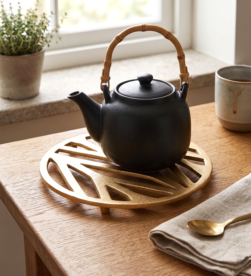 Metal Patterned Trivet - Gold