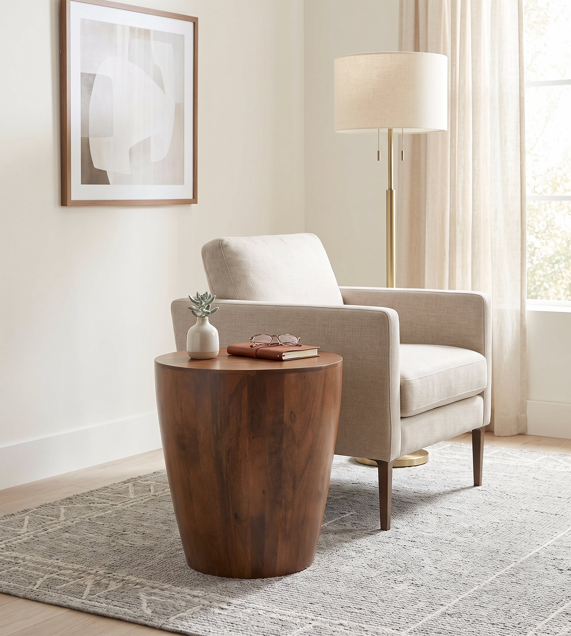 Zenn Solid Wood Side Table - Walnut
