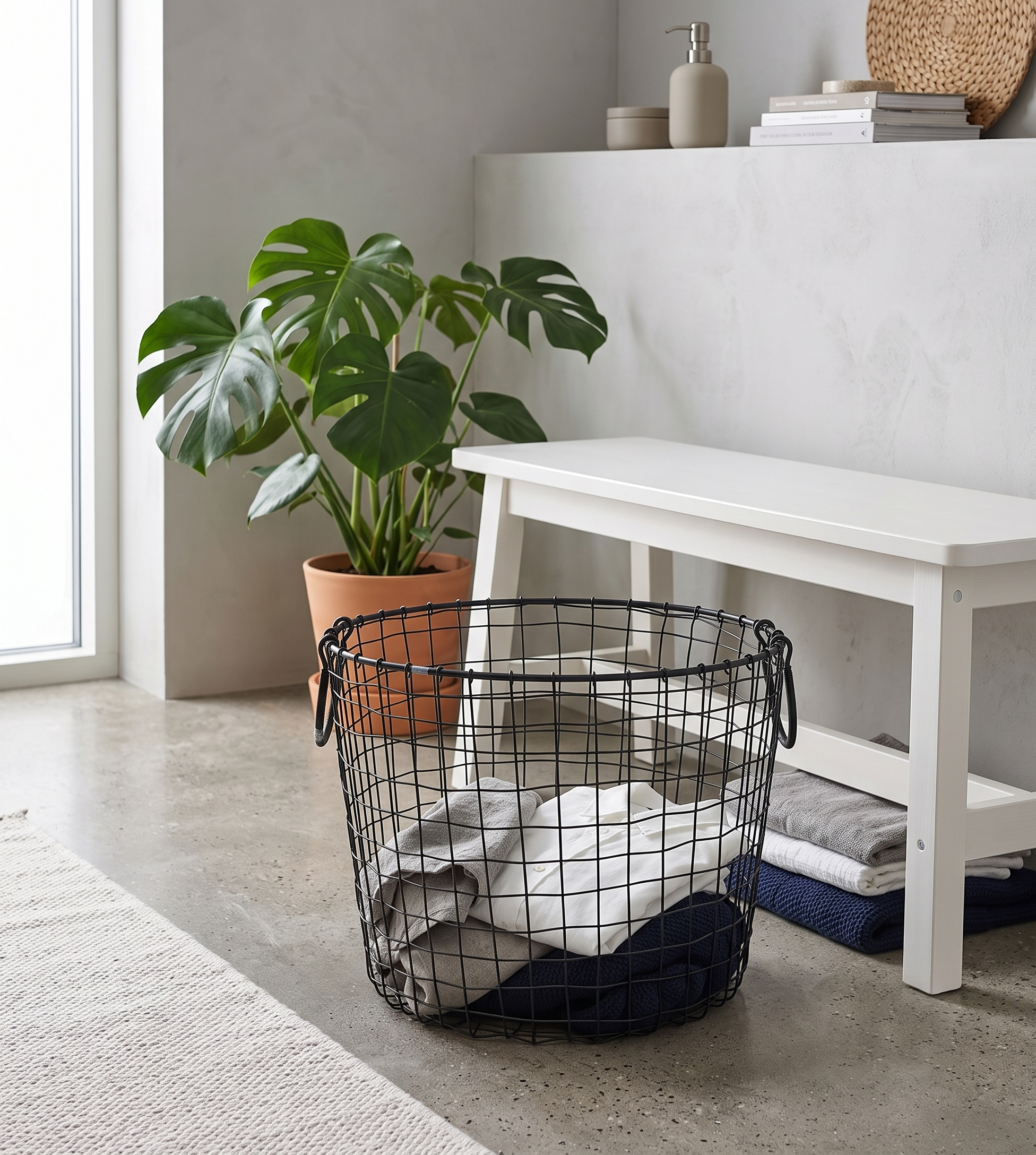 Metal Storage Basket, Round - Black