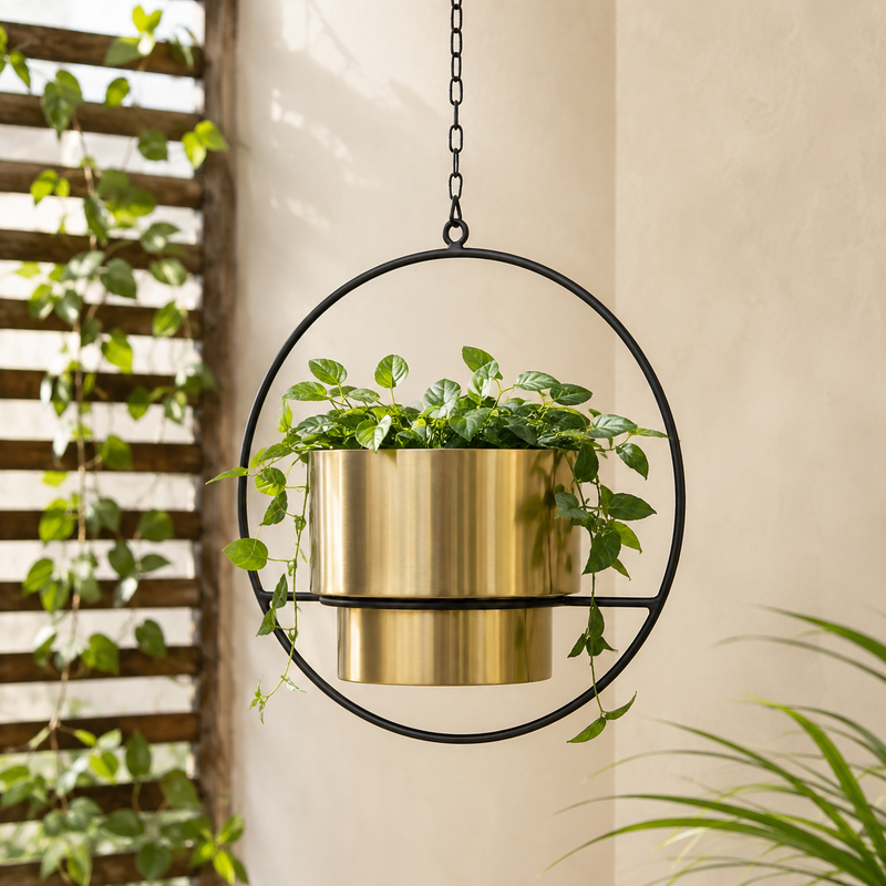 Riga Metal Planter - Gold