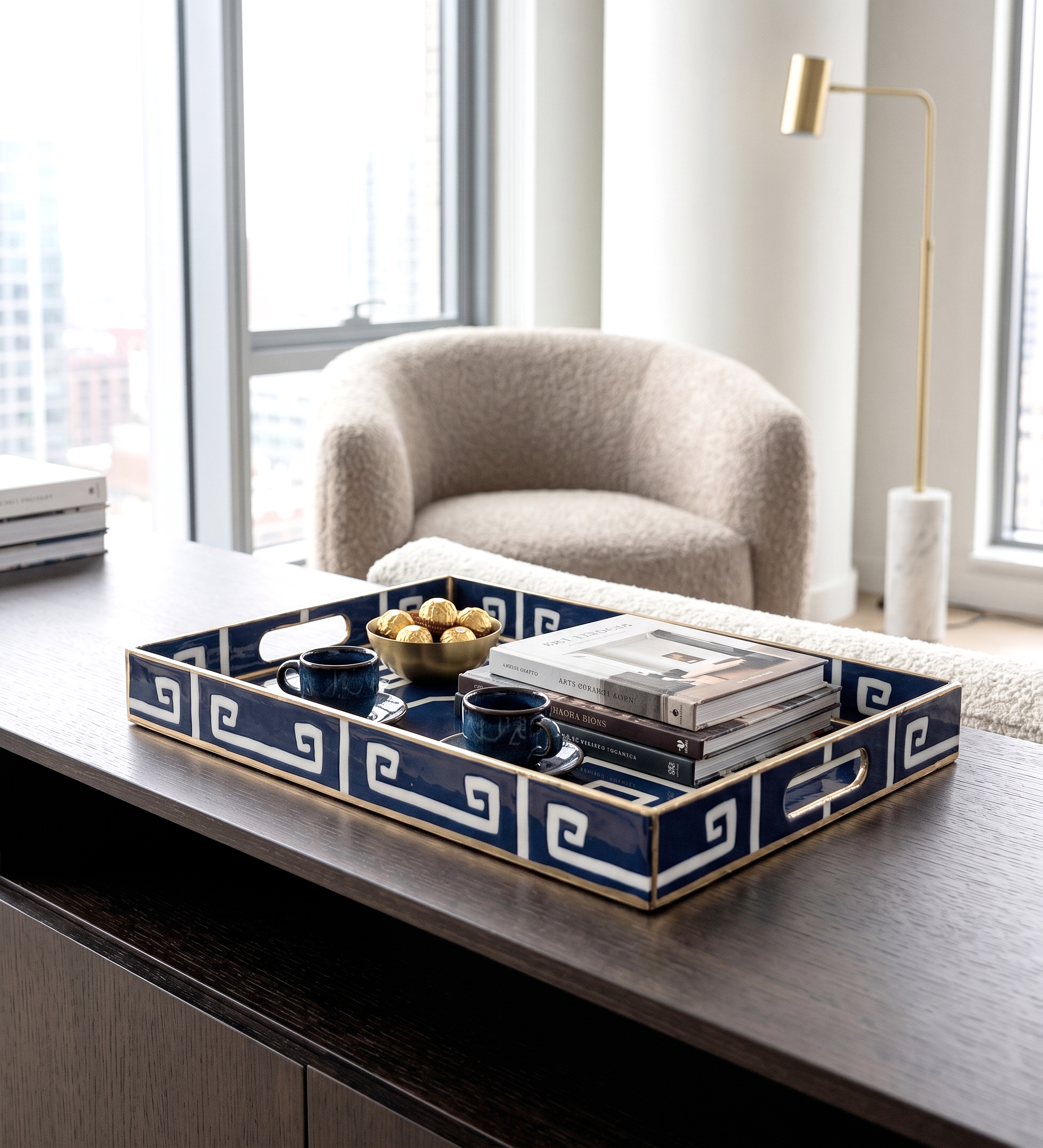 Aven Metal Serving Tray - Blue