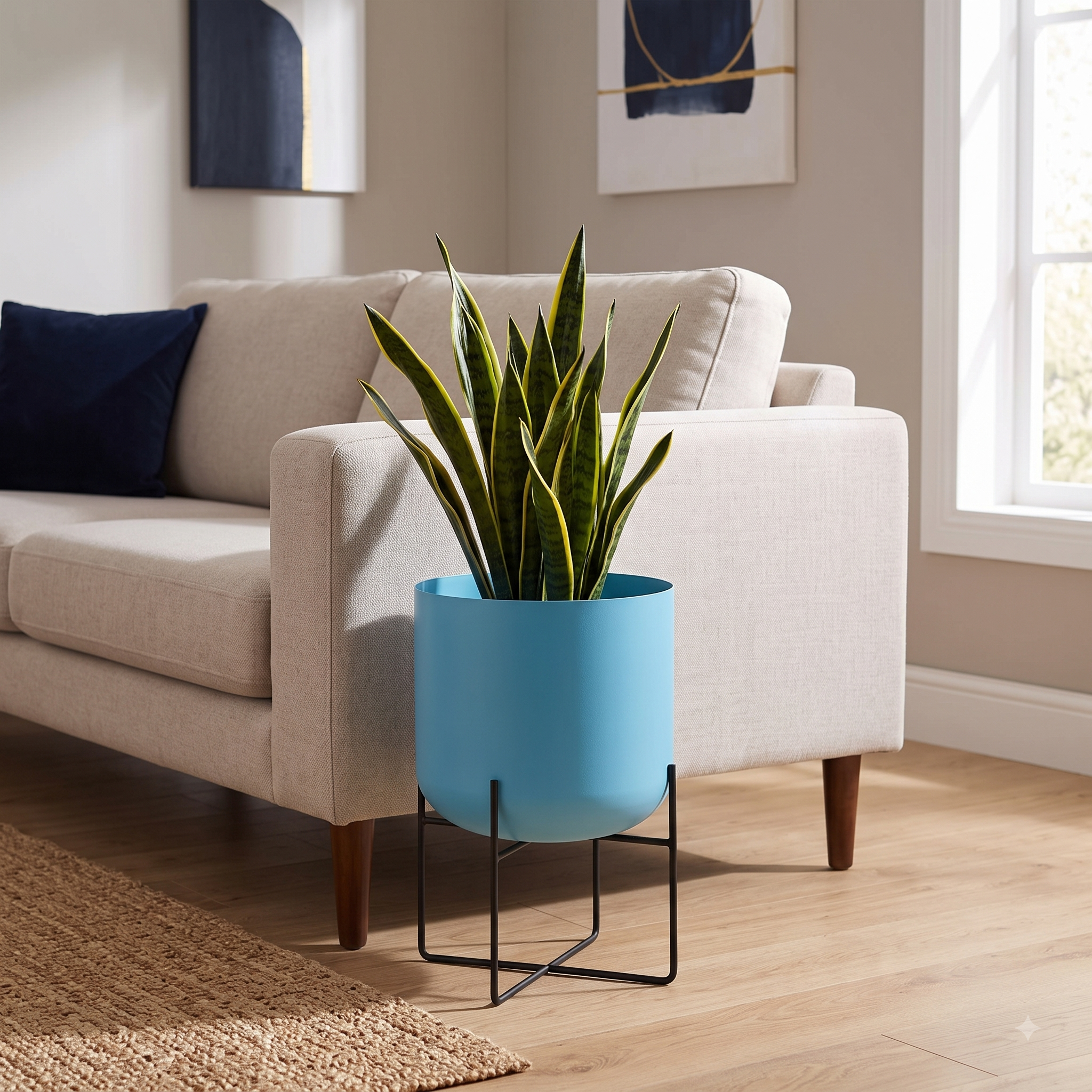 Porto Metal Planter, Small - Blue