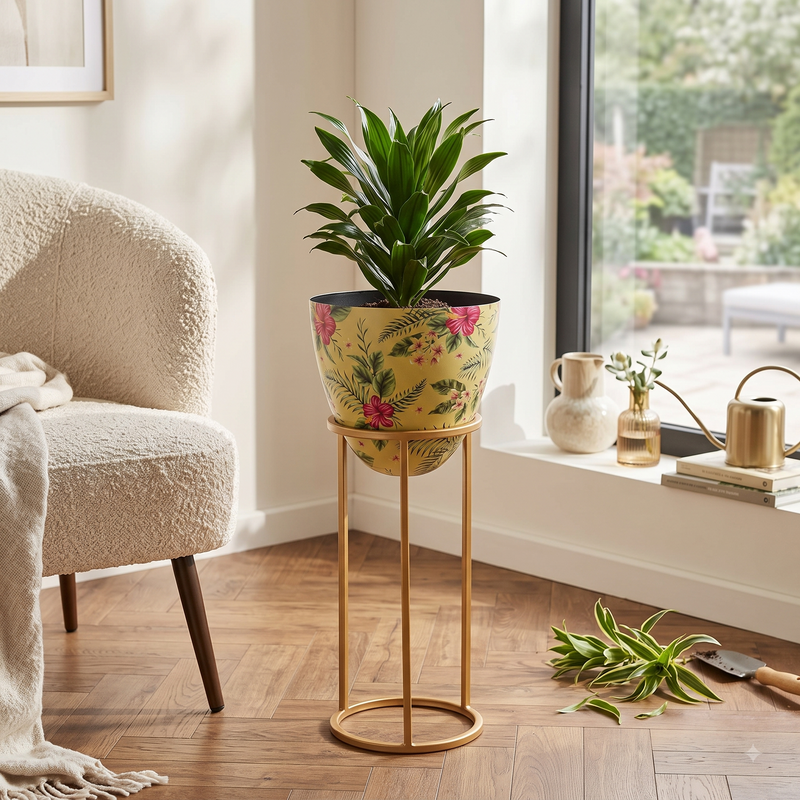 Cairo Metal Planter - Yellow