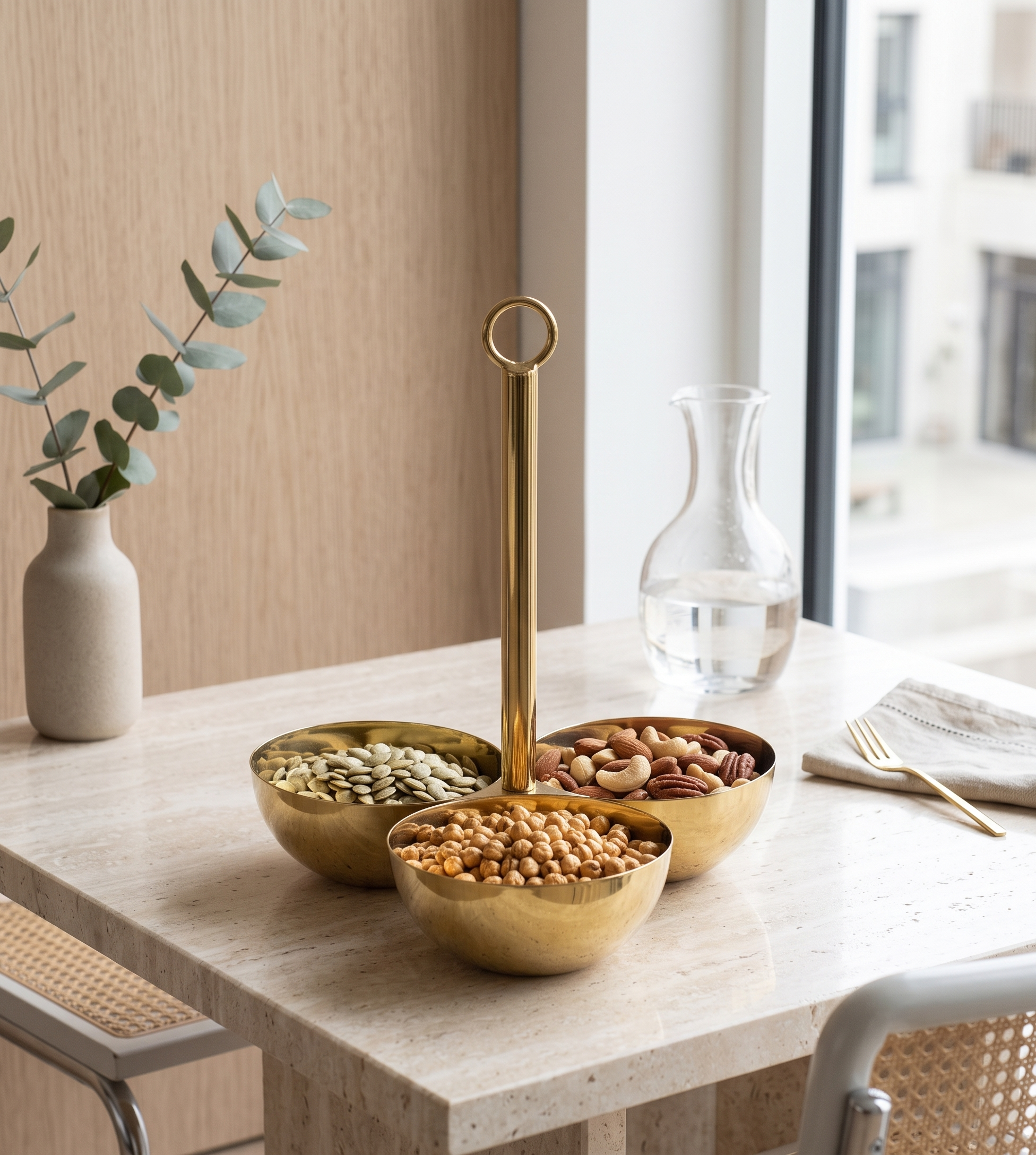 Serene Metal Serving Bowl - Gold