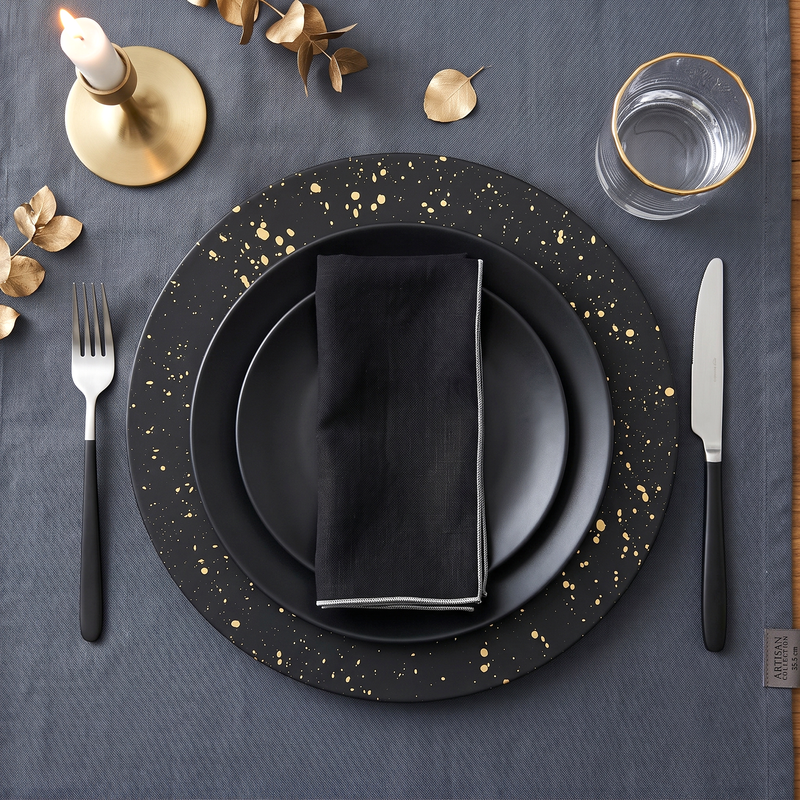 Metal Serving Platter, Pack Of 4 - Black