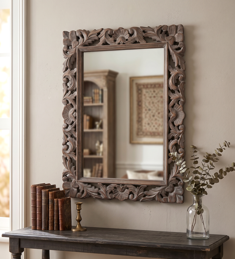 Wall Mirror With Wooden Frame - Natural
