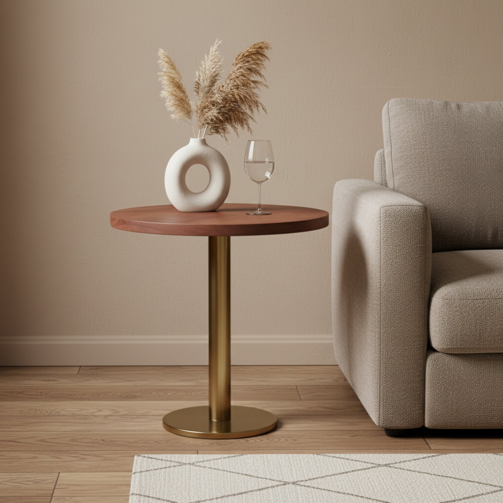 Ally Metal With Wooden Top Side Table For Indoor, Outdoor, Home And Office, Gold