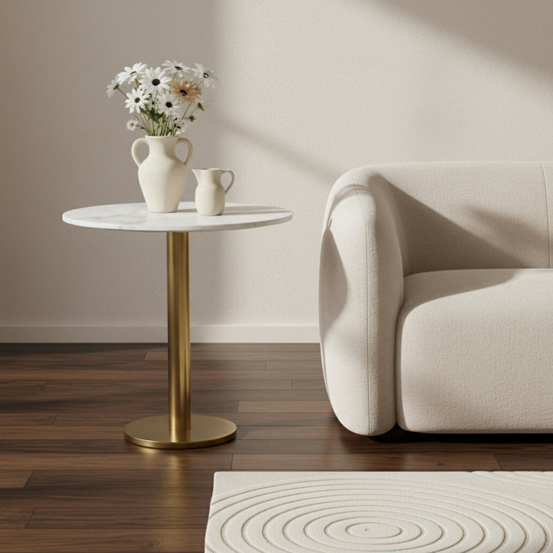 Ally Metal With Marble Top Side Table For Indoor, Outdoor, Home And Office, Gold