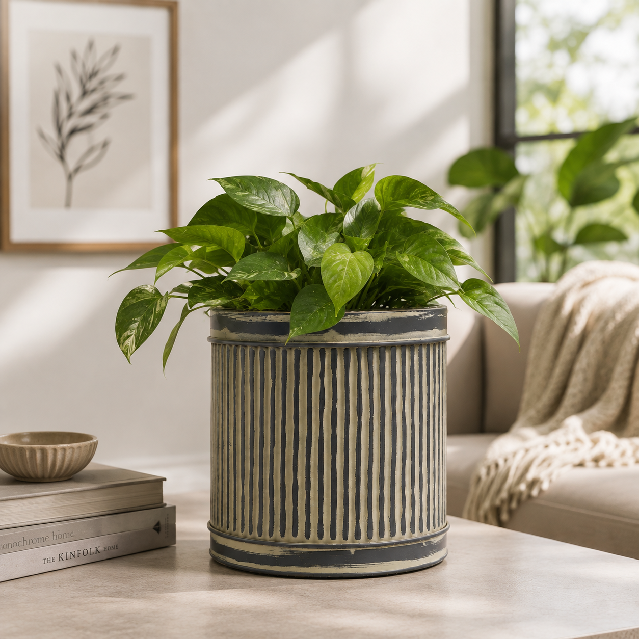 Root Metal Planter, Large - Grey