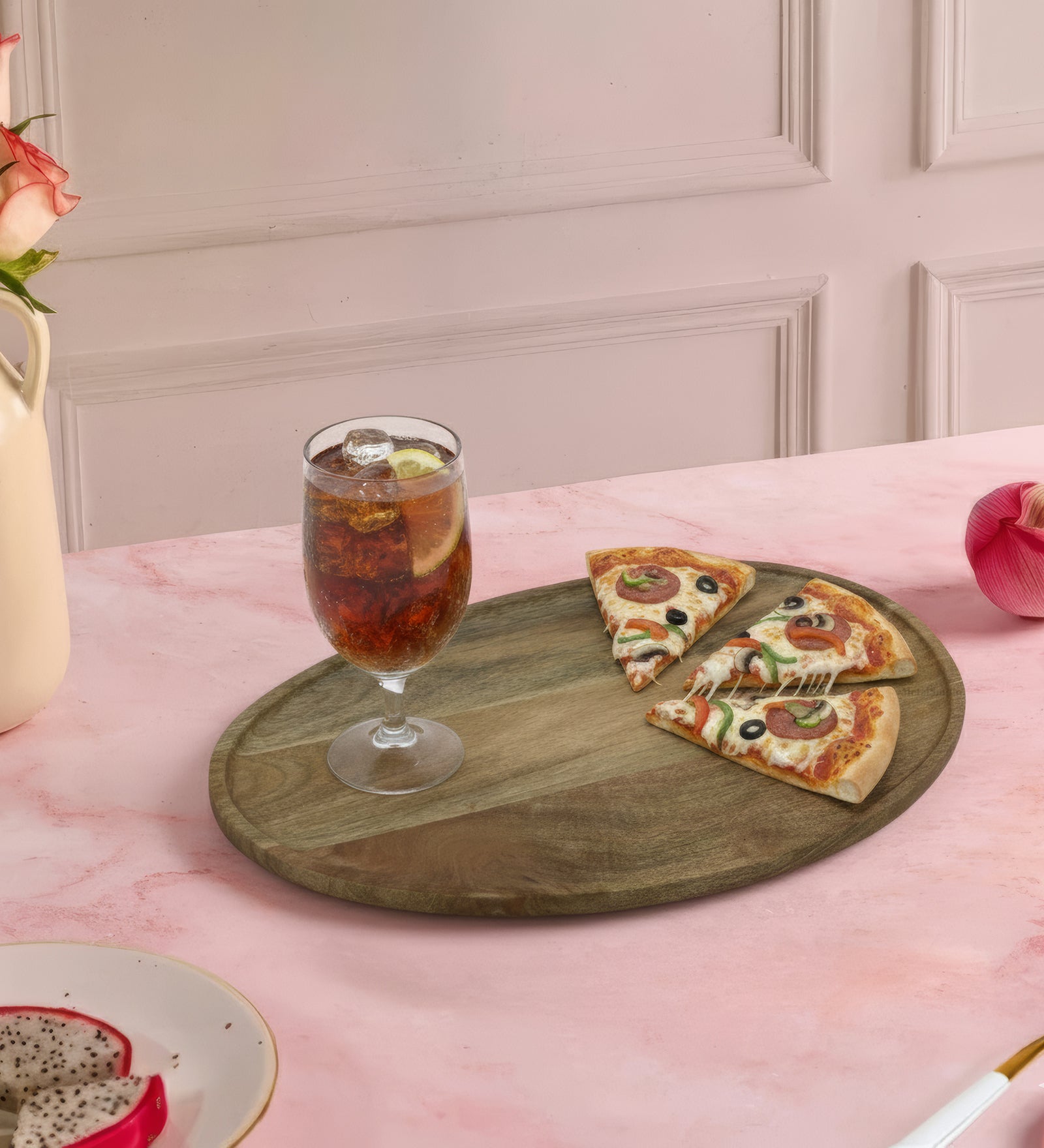 Metalsmith Elevated Oval Mango Wood Serving Platter for Kitchen