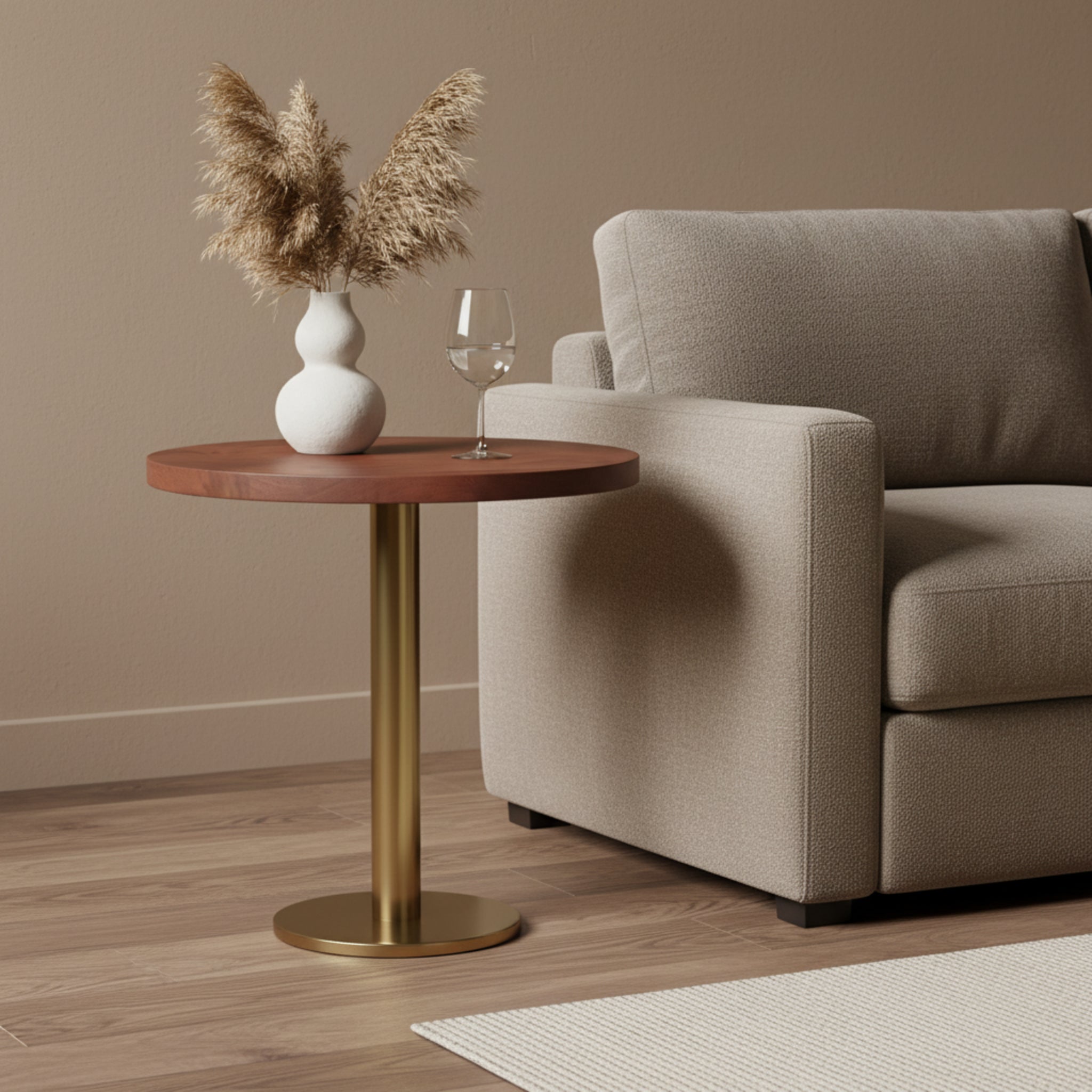 Ally Metal With Wooden Top Side Table For Indoor, Outdoor, Home And Office, Gold