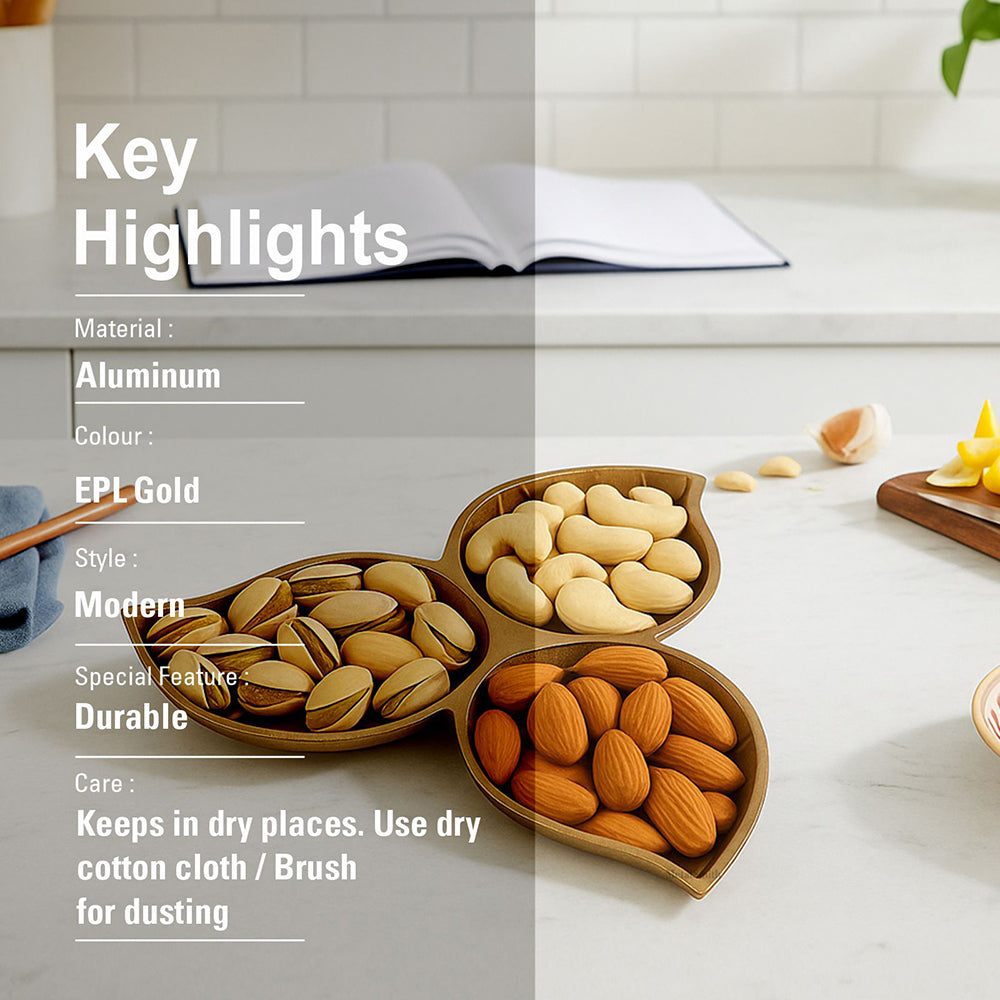 Gold Leaf Decorative Serving Tray Platter Decorative Tray for Center Table Centerpiece Platter Tray for Home Décor - Gold