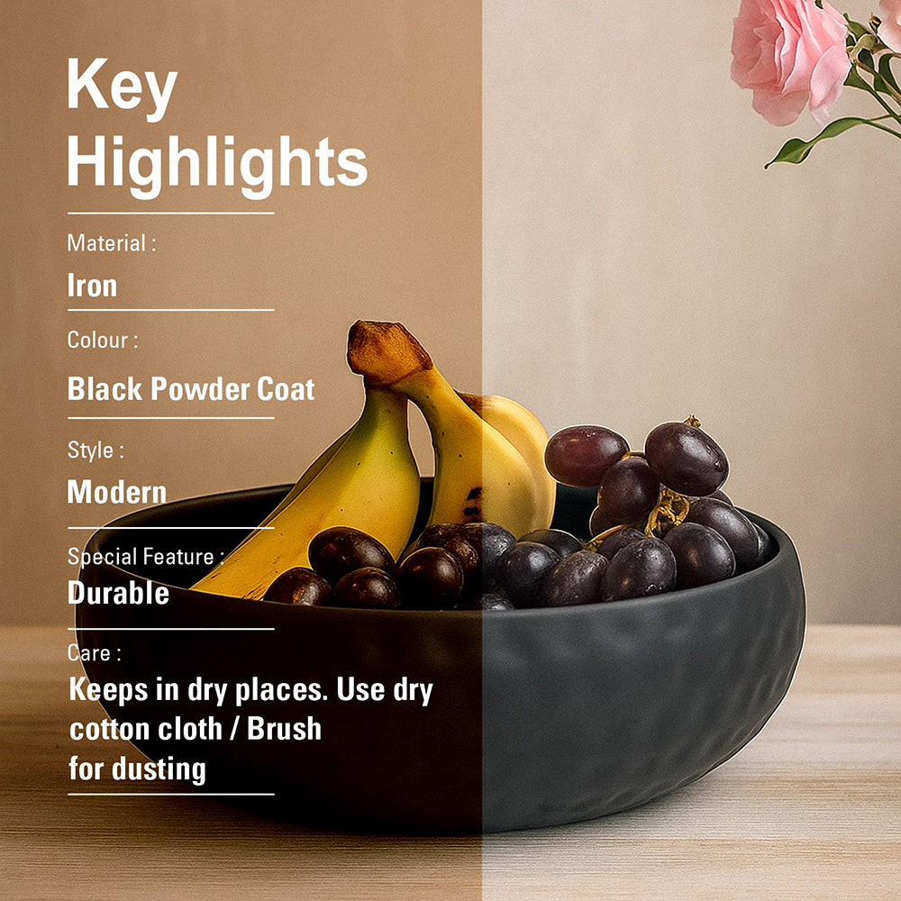 Metal Multipurpose Serving And Décor Bowl For Kitchen & Home Organizer for Fruits, Vegetables & Snacks Pack Of One