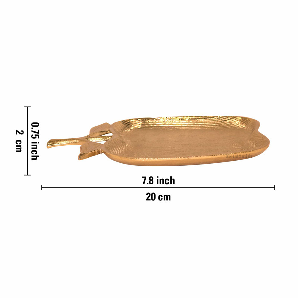 Gold Apple Shape Decorative Serving Tray Platter Decorative Tray for Center Table Centerpiece Platter Tray for Home Décor - Gold