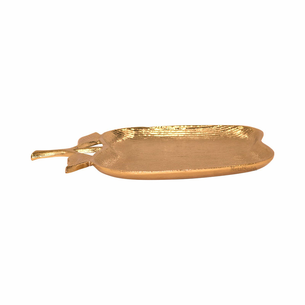 Gold Apple Shape Decorative Serving Tray Platter Decorative Tray for Center Table Centerpiece Platter Tray for Home Décor - Gold