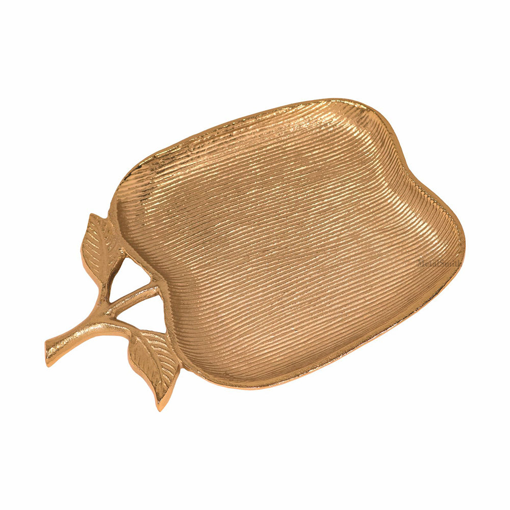 Gold Apple Shape Decorative Serving Tray Platter Decorative Tray for Center Table Centerpiece Platter Tray for Home Décor - Gold