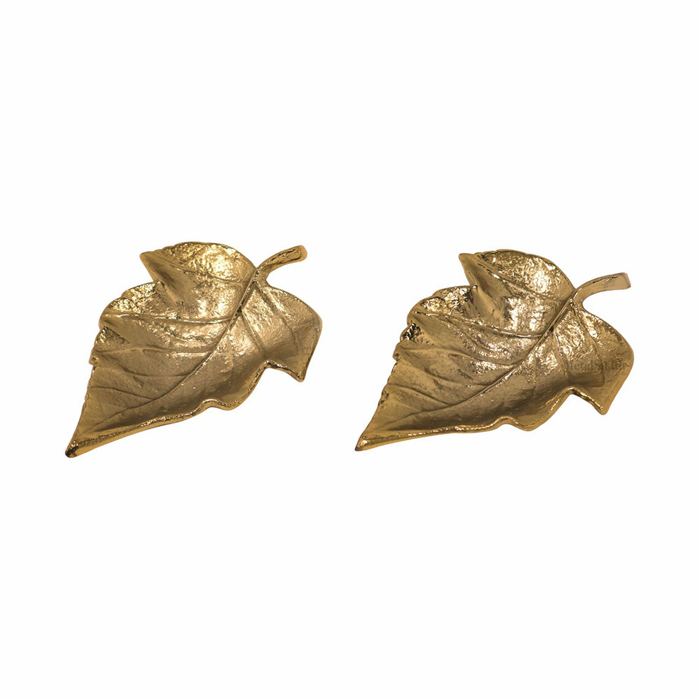 Gold Leaf Decorative Tray Platter for Center Table Centerpiece Platter Tray for Home Décor - Gold