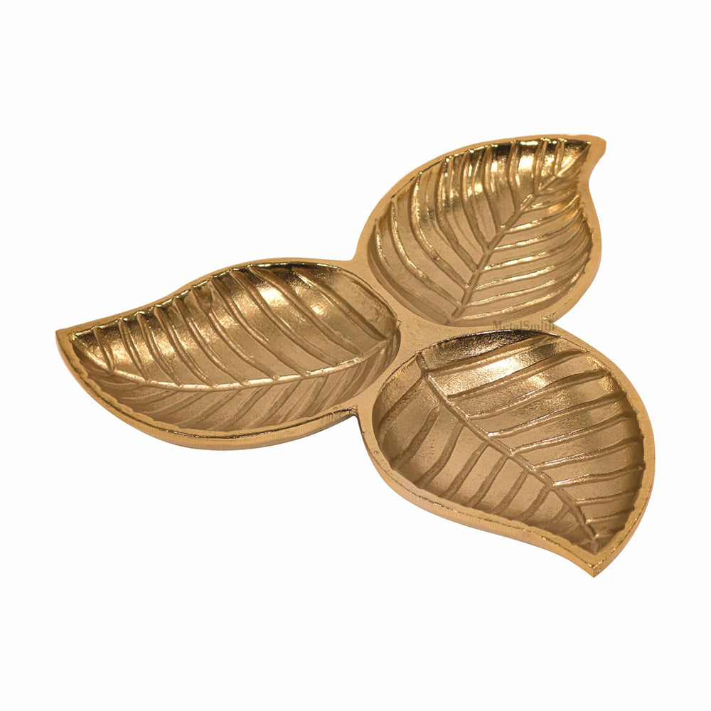 Gold Leaf Decorative Serving Tray Platter Decorative Tray for Center Table Centerpiece Platter Tray for Home Décor - Gold