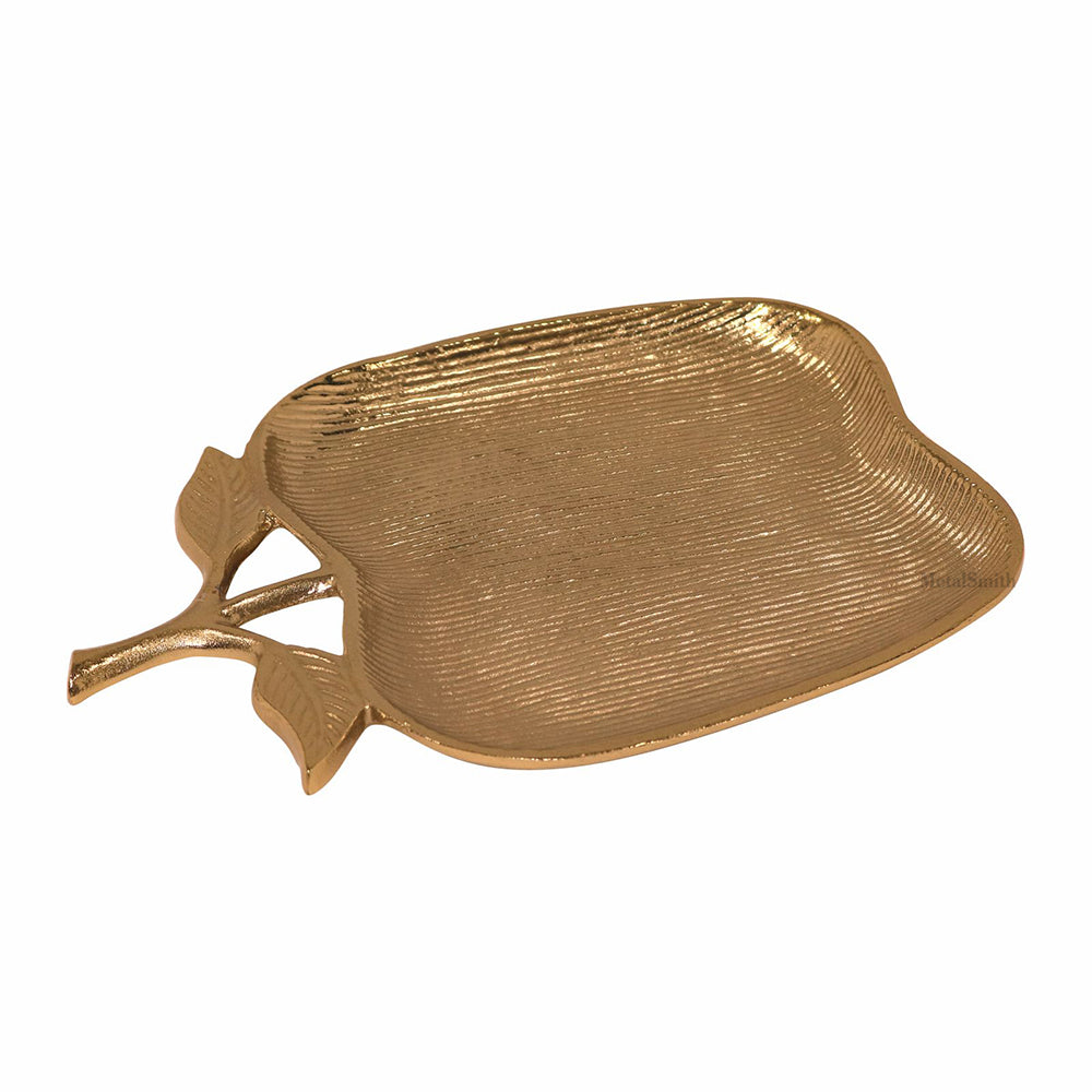 Gold Apple Shape Decorative Serving Tray Platter Decorative Tray for Center Table Centerpiece Platter Tray for Home Décor - Gold