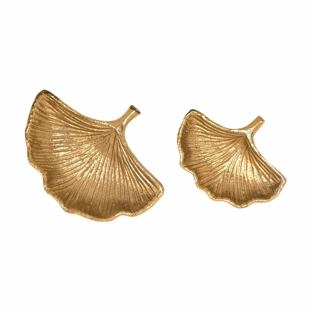 Gold Leaf Decorative Tray Platter for Center Table Centerpiece Platter Tray for Home Décor - Gold