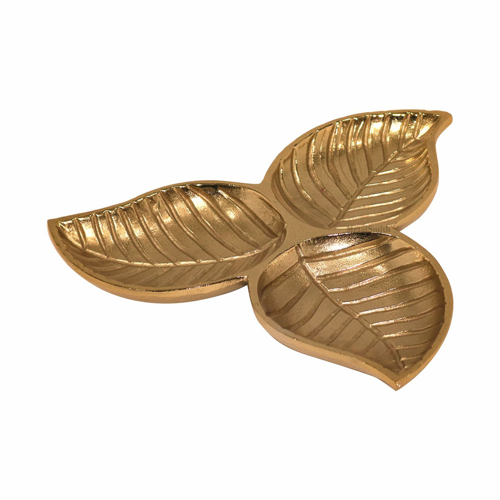 Gold Leaf Decorative Serving Tray Platter Decorative Tray for Center Table Centerpiece Platter Tray for Home Décor - Gold