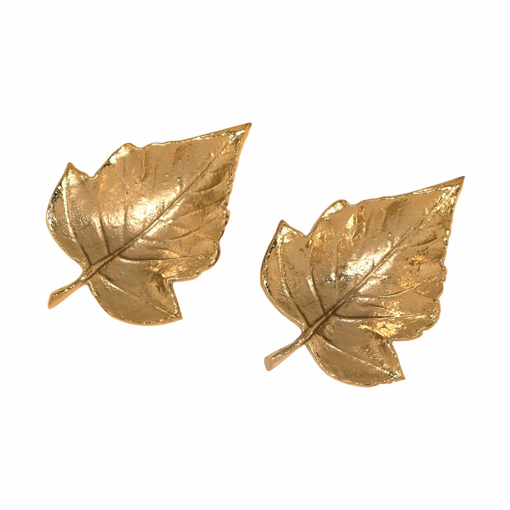 Gold Leaf Decorative Tray Platter for Center Table Centerpiece Platter Tray for Home Décor - Gold