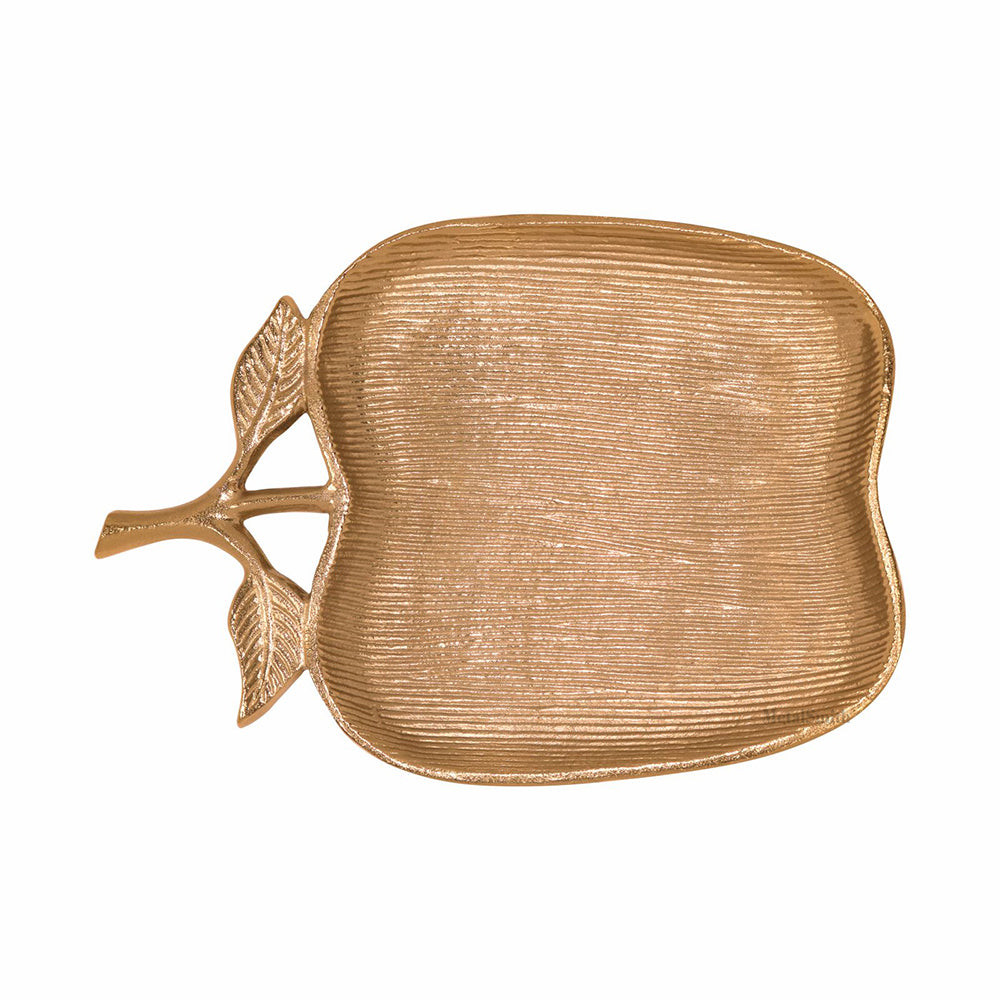 Gold Apple Shape Decorative Serving Tray Platter Decorative Tray for Center Table Centerpiece Platter Tray for Home Décor - Gold