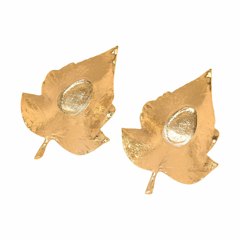 Gold Leaf Decorative Tray Platter for Center Table Centerpiece Platter Tray for Home Décor - Gold