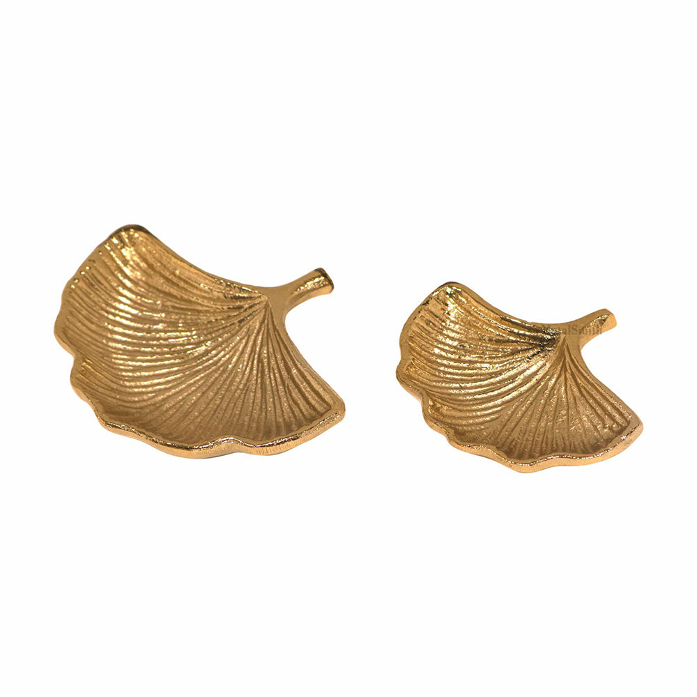 Gold Leaf Decorative Tray Platter for Center Table Centerpiece Platter Tray for Home Décor - Gold