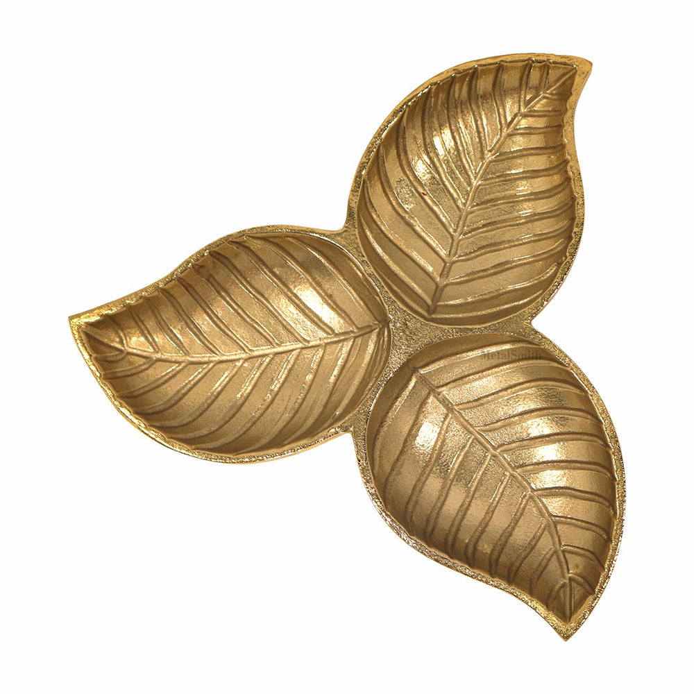 Gold Leaf Decorative Serving Tray Platter Decorative Tray for Center Table Centerpiece Platter Tray for Home Décor - Gold