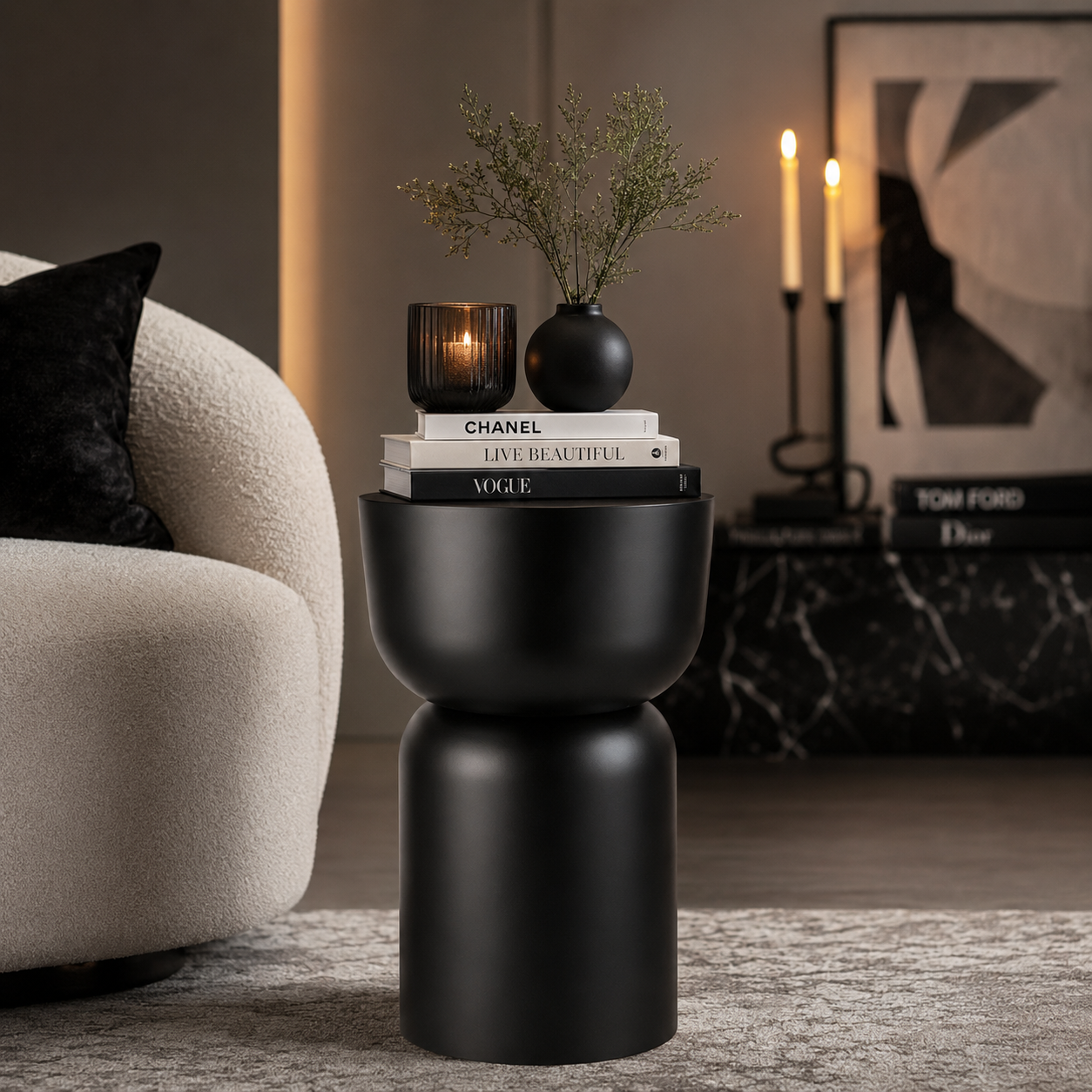 Rachell Metal Side Table - Black