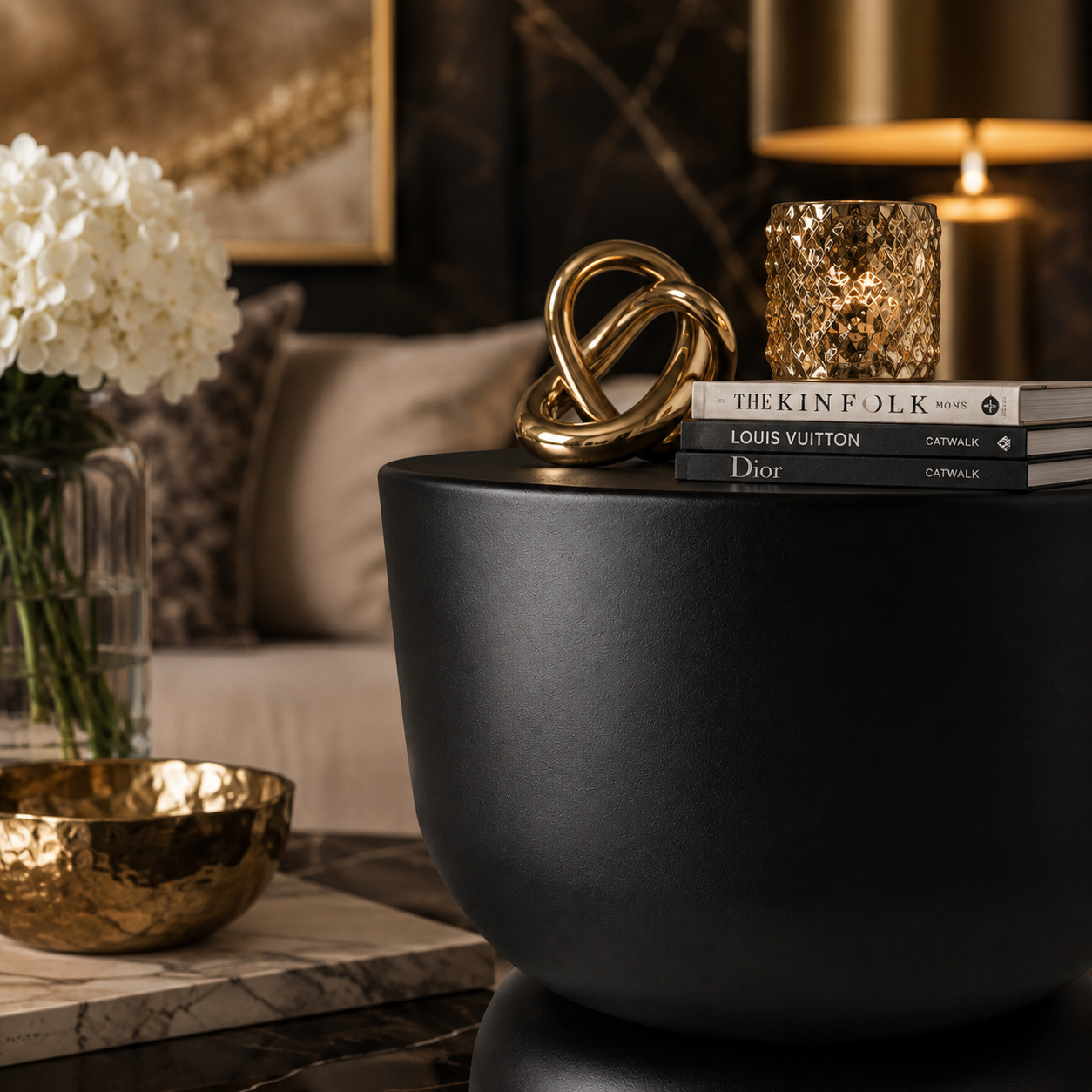 Rachell Metal Side Table - Black