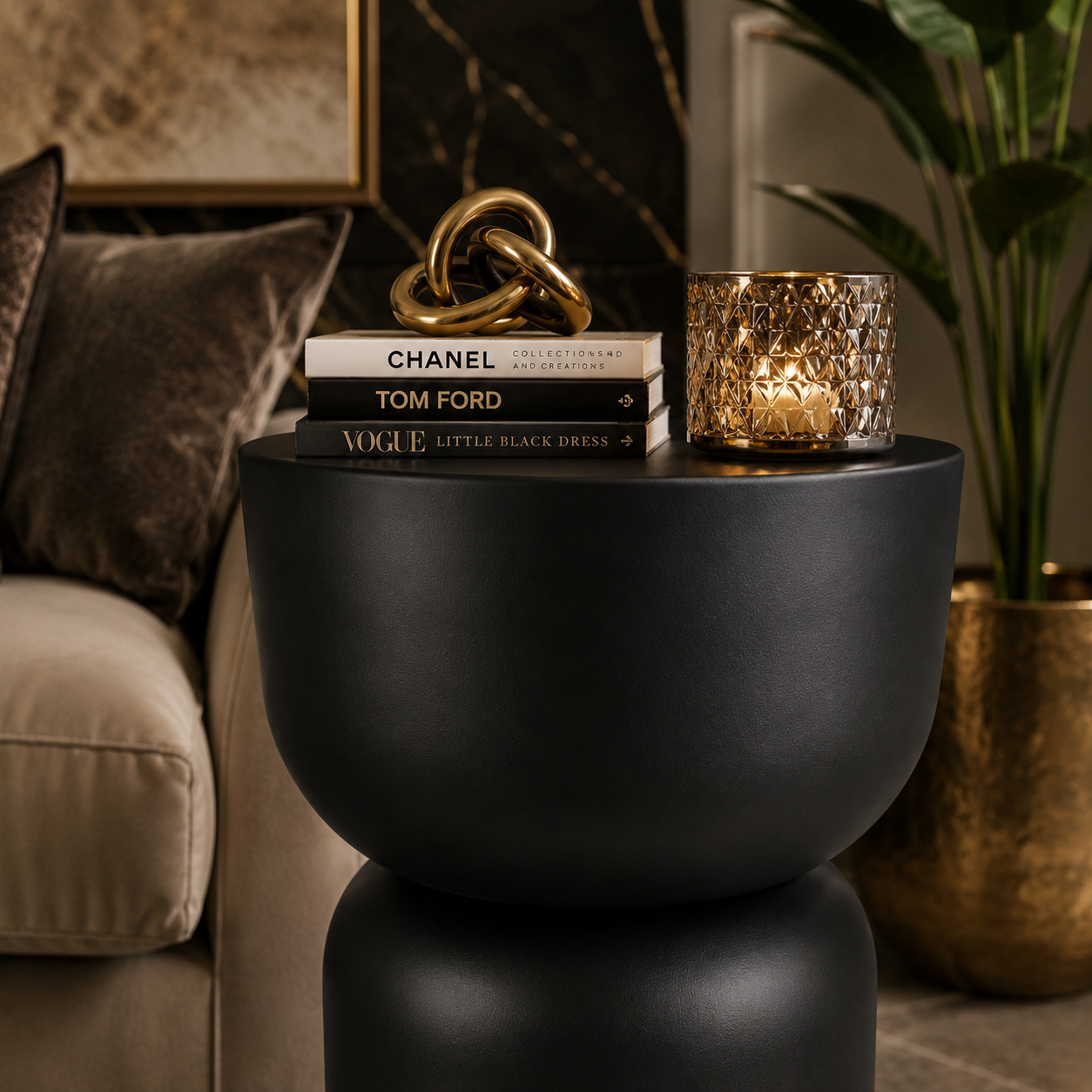 Rachell Metal Side Table - Black