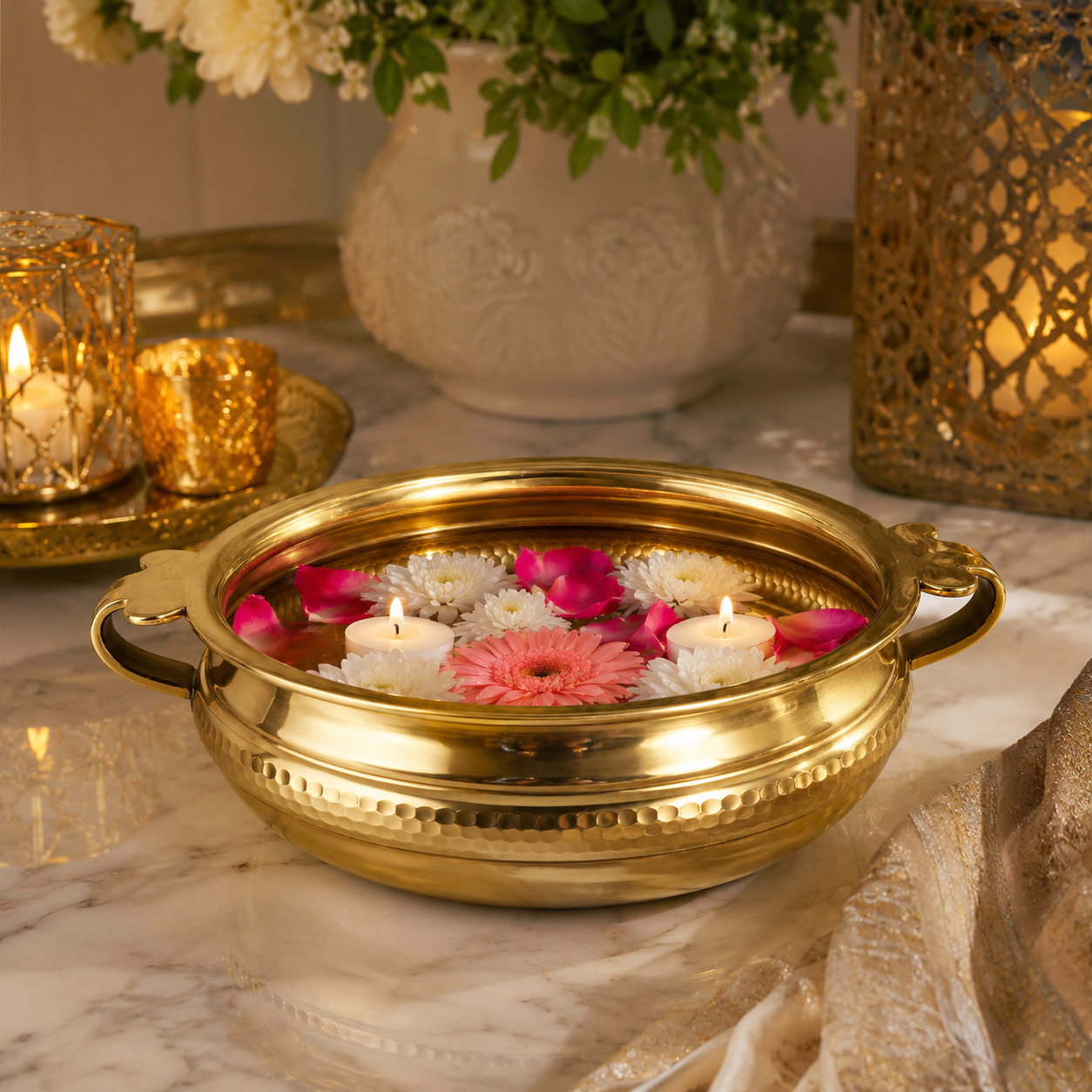 Aurelia Hammered Gold Metal Urli Bowl