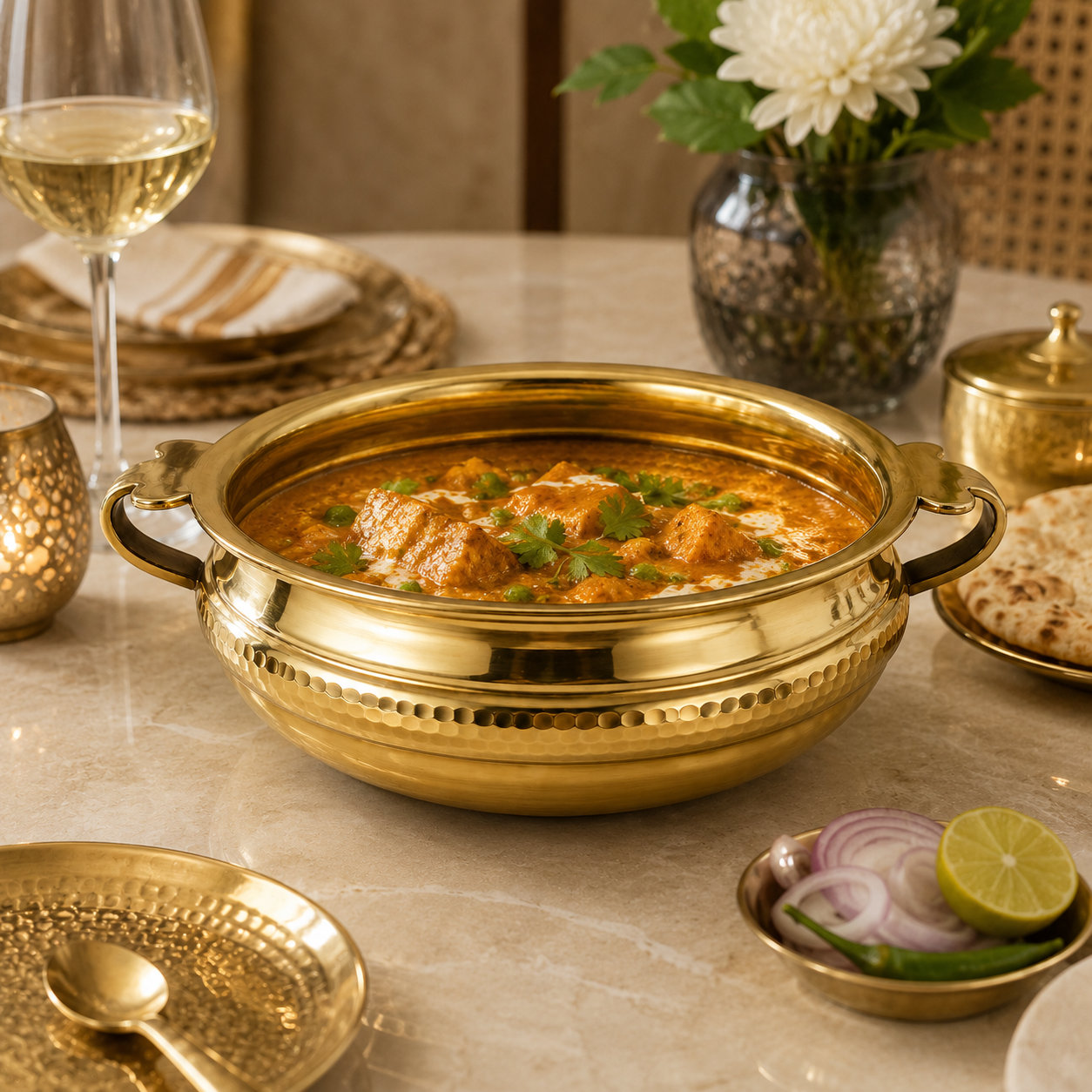 Aurelia Hammered Gold Metal Urli Bowl