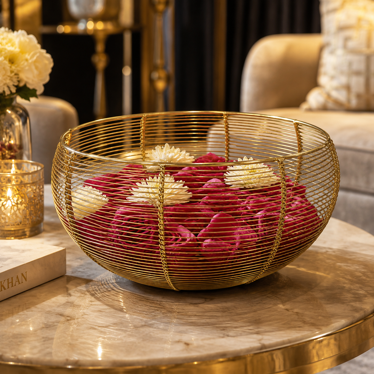 Gold Weave Wire Steel Basket