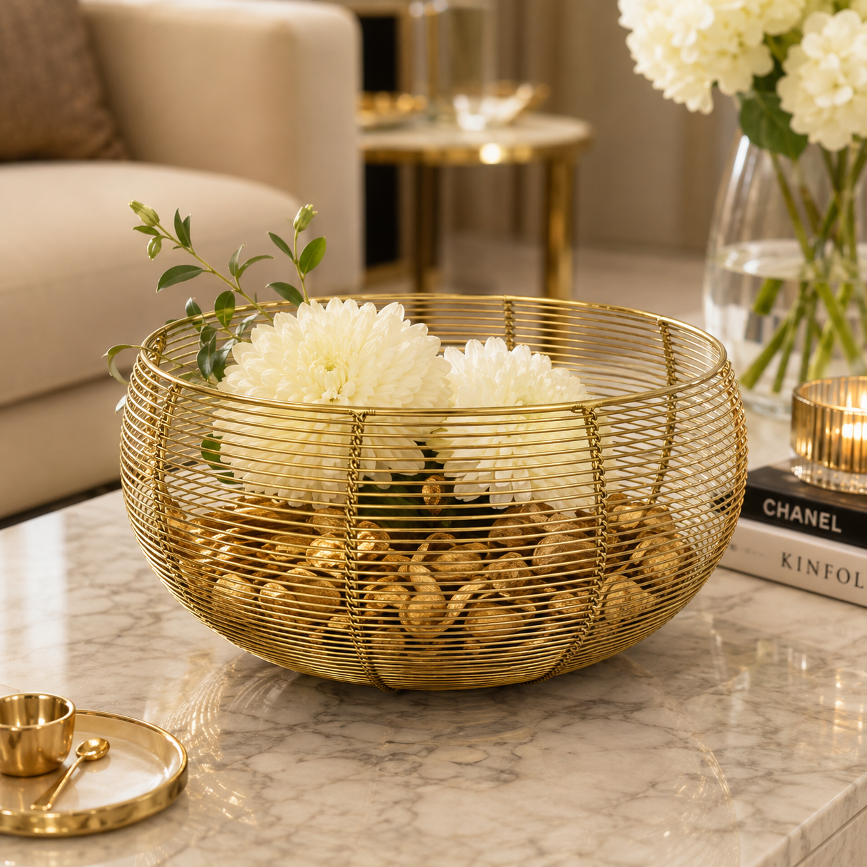Gold Weave Wire Steel Basket