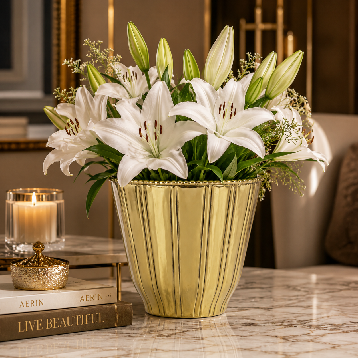 Fluted elegance Gold Vase