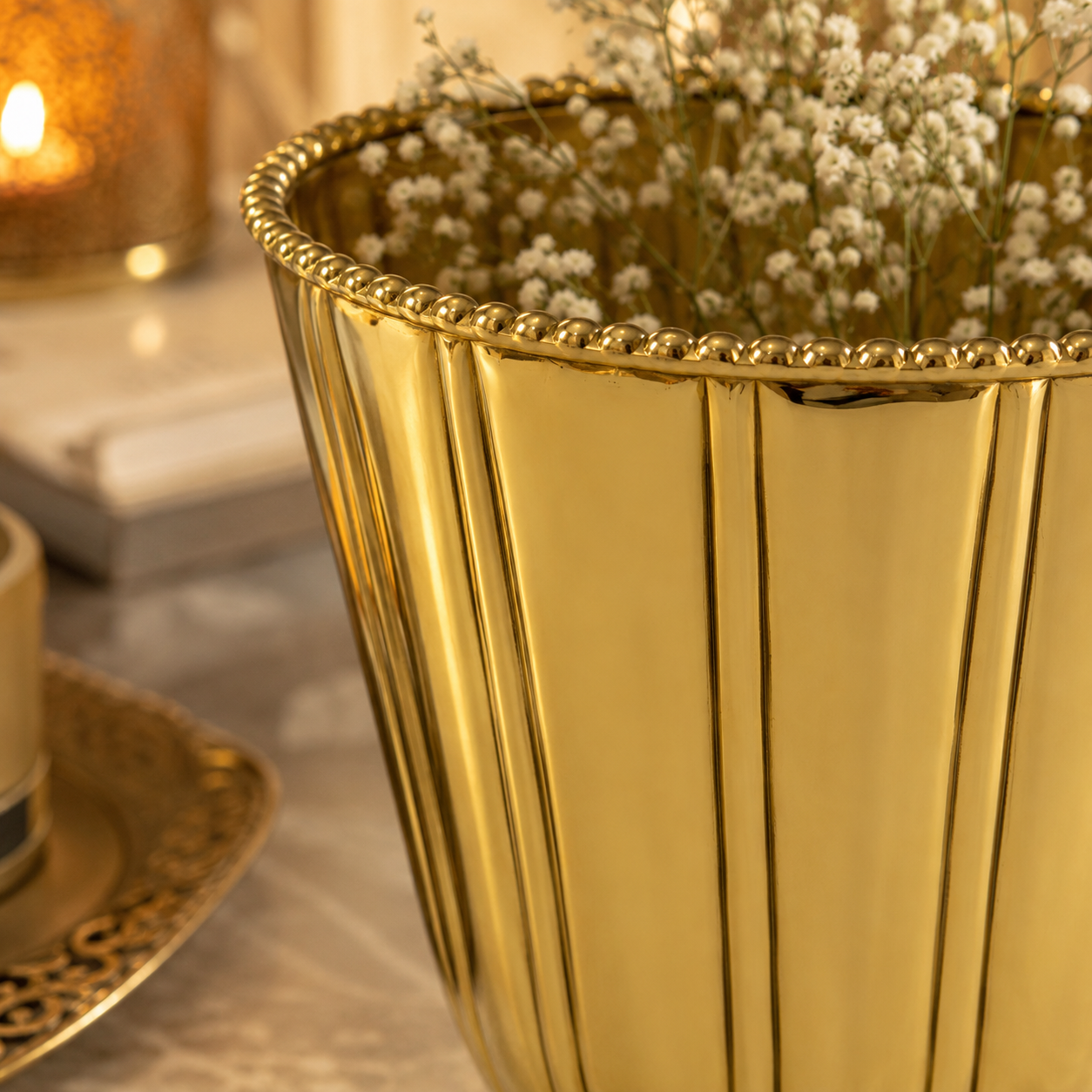 Fluted elegance Gold Vase Small