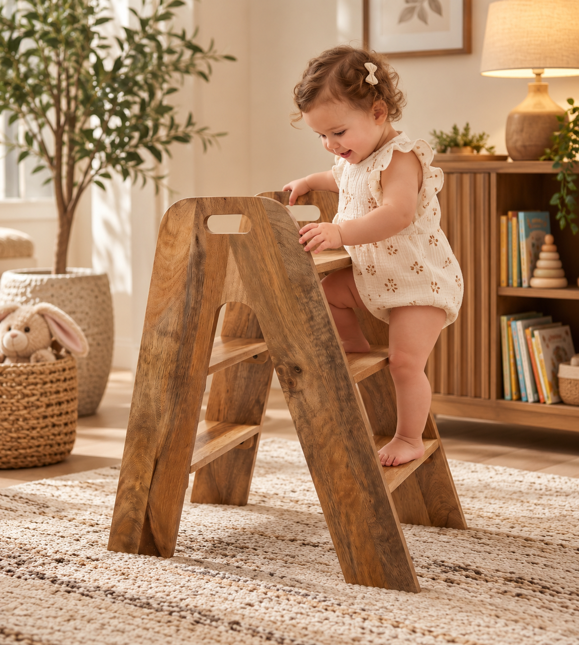Lyro Wooden Step Ladder, Large - Natural