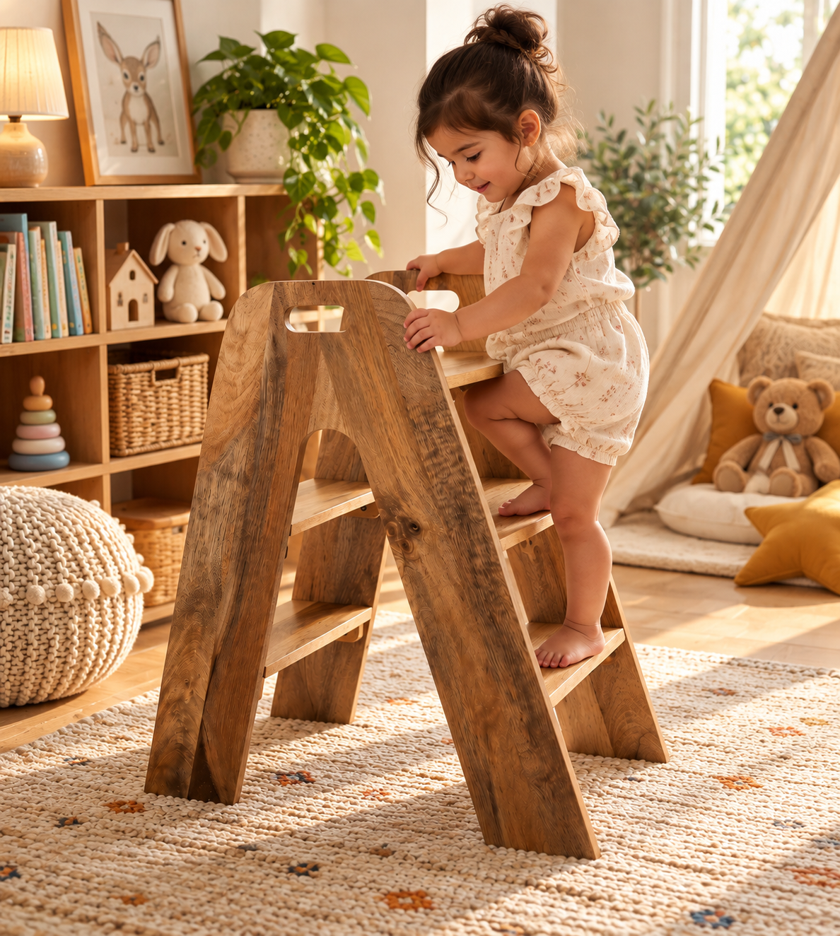 Lyro Wooden Step Ladder, Large - Natural
