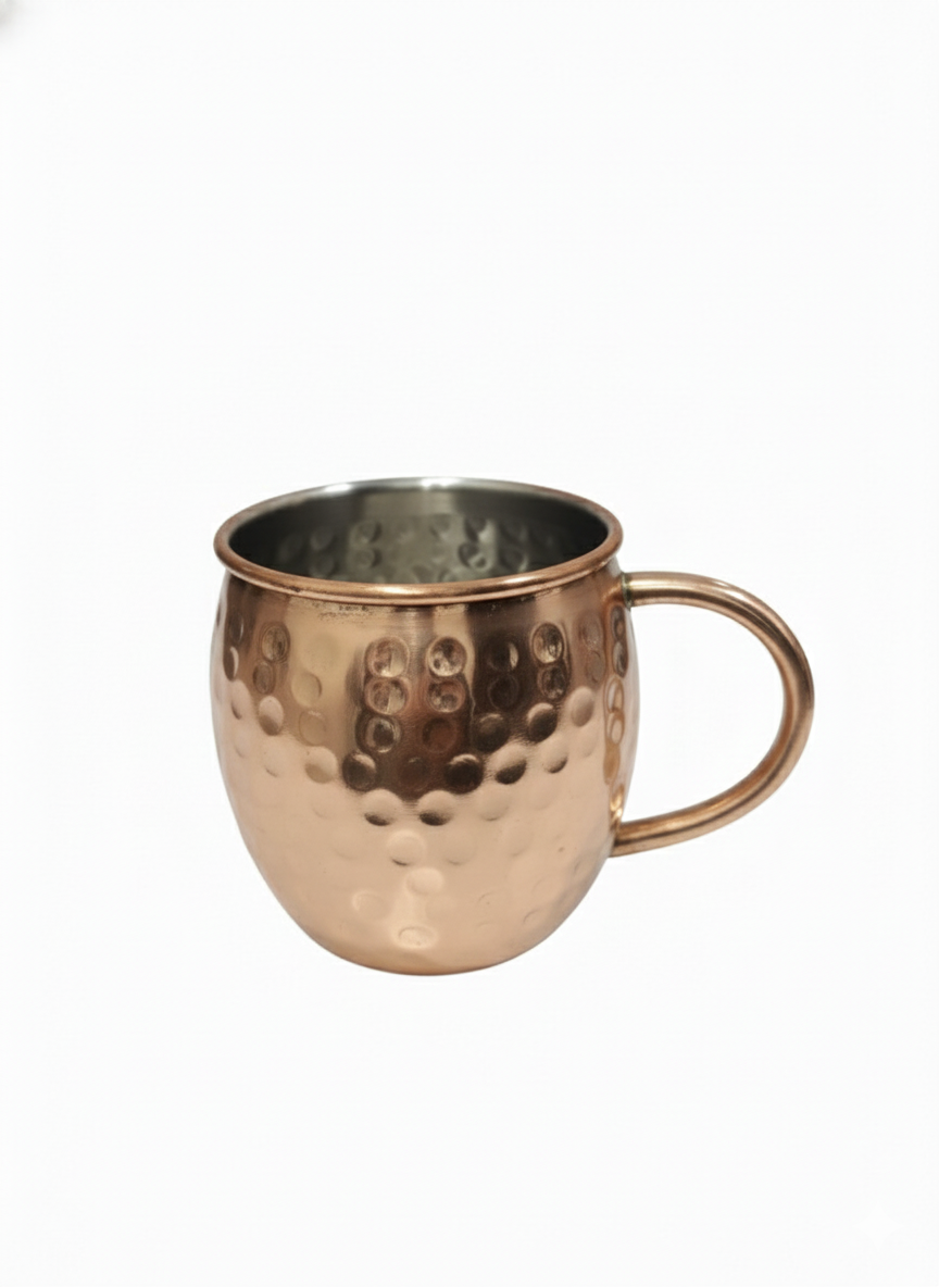 Metalsmith Handcrafted Hammered Copper Mug - Authentic Hand-Hammered Copper Drinking Mug Pure Copper Cocktail Mug For Moscow Mules & Iced Drinks