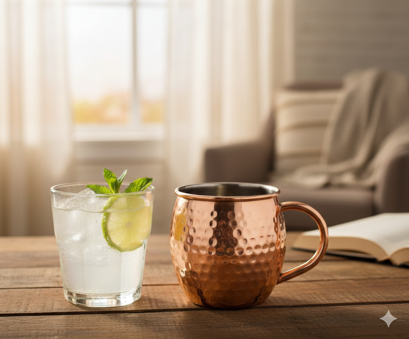 Metalsmith Handcrafted Hammered Copper Mug - Authentic Hand-Hammered Copper Drinking Mug Pure Copper Cocktail Mug For Moscow Mules & Iced Drinks