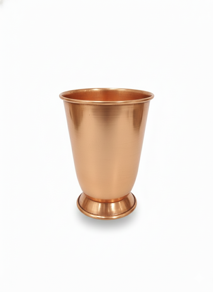MetalSmith Solid Copper Drinking Glass | Traditional Health Benefits Pure Copper Water Tumbler for Ayurvedic Wellness (8.75 cm x 11 cm) 100% Solid Copper Drinking Cup with Pedestal Base
