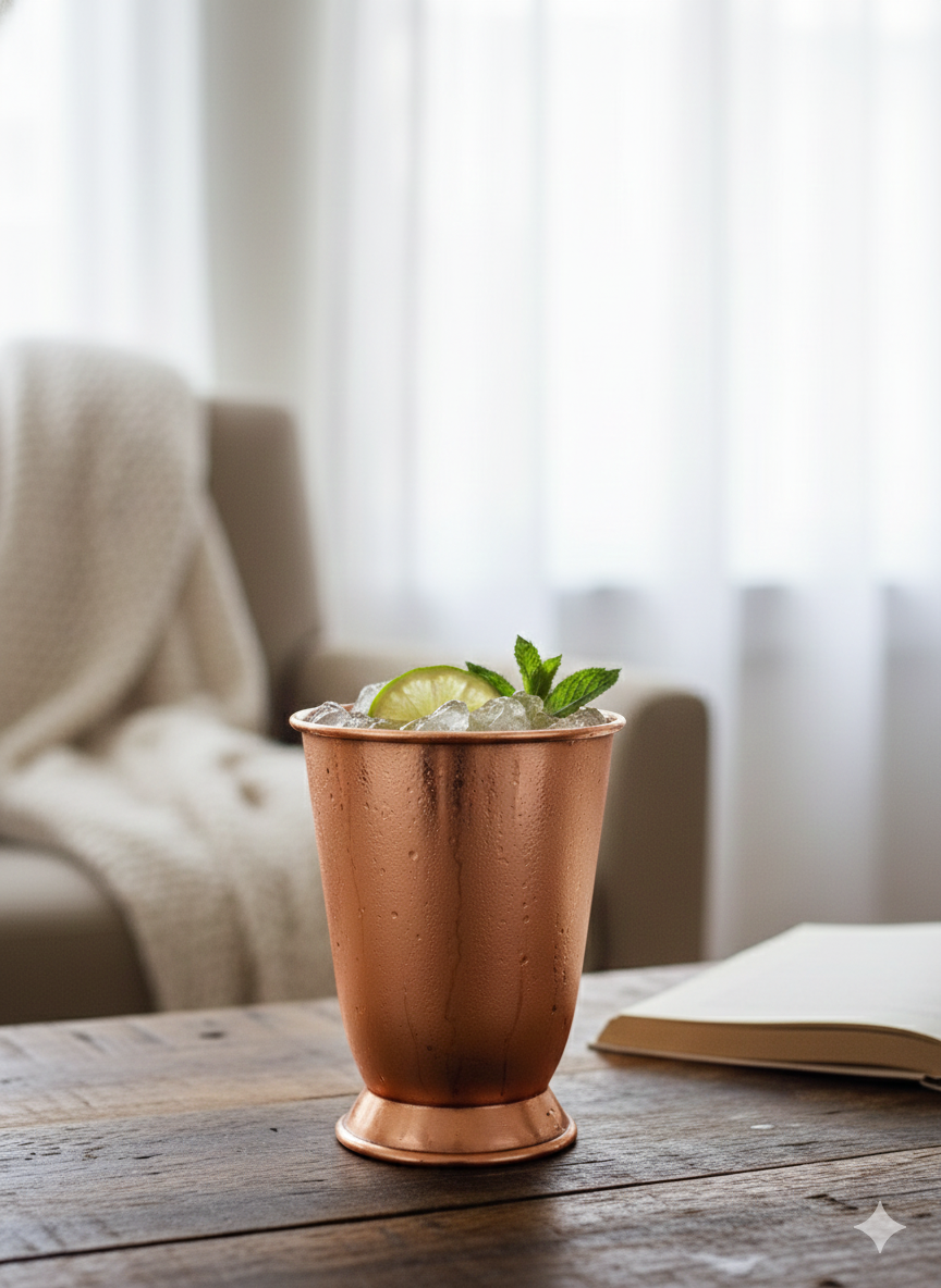 MetalSmith Solid Copper Drinking Glass | Traditional Health Benefits Pure Copper Water Tumbler for Ayurvedic Wellness (8.75 cm x 11 cm) 100% Solid Copper Drinking Cup with Pedestal Base