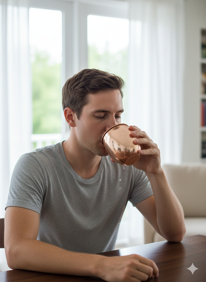MetalSmith Solid Copper Drinking Glass | Traditional Health Benefits Pure Copper Water Glass for Ayurvedic Wellness (9.52 cm x 10.16 cm) 100% Solid Copper Drinking Cup with Pedestal Base