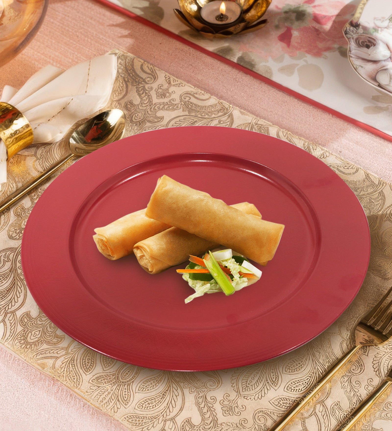 Metalsmith 13 Inch Round Decorative Serving Plate For Formal Occasions, Parties And Wedding Charger Plate (Pack of 4)