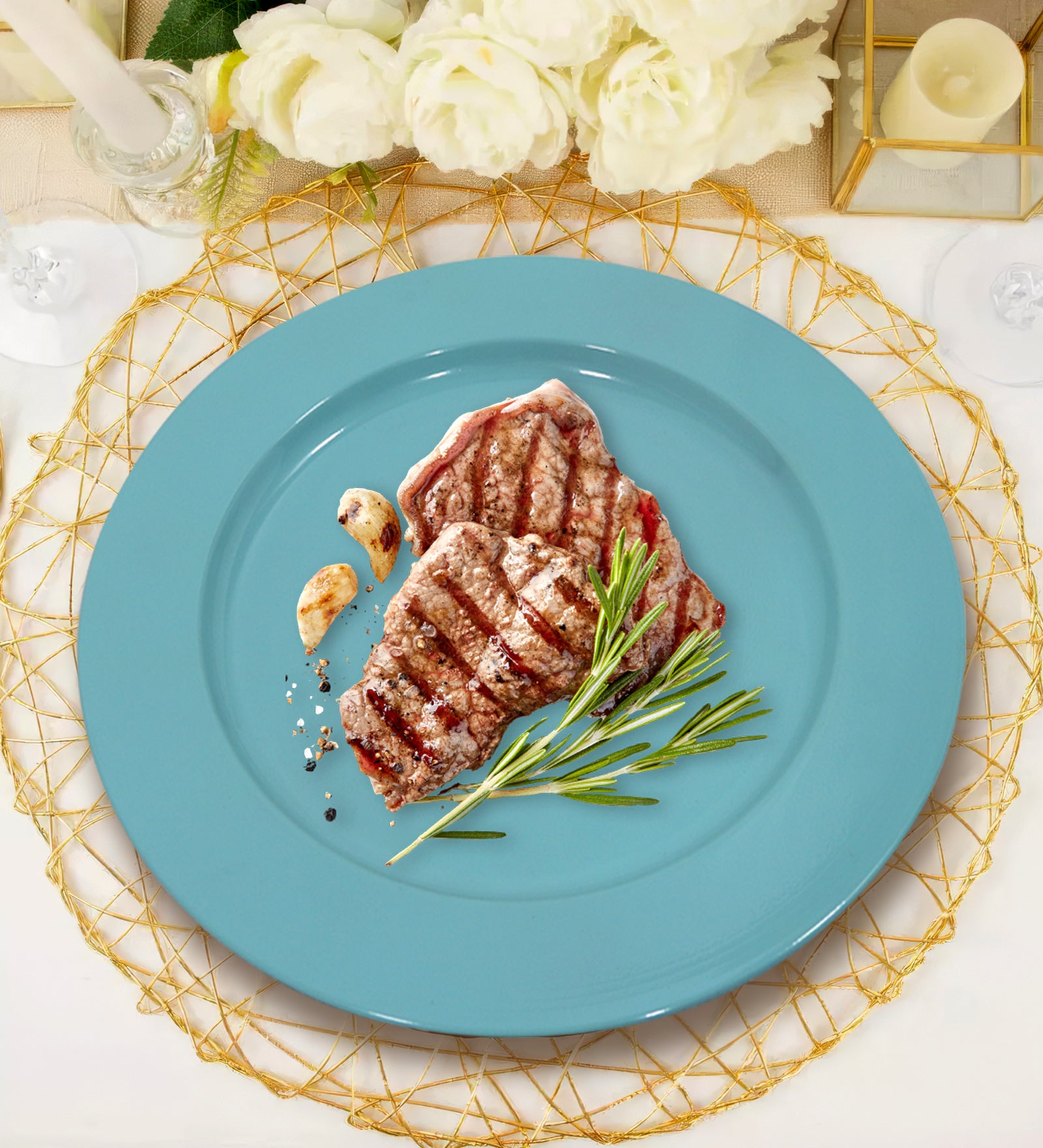 Metalsmith 13 Inch Round Decorative Serving Plate For Formal Occasions, Parties And Wedding Charger Plate (Pack of 4)