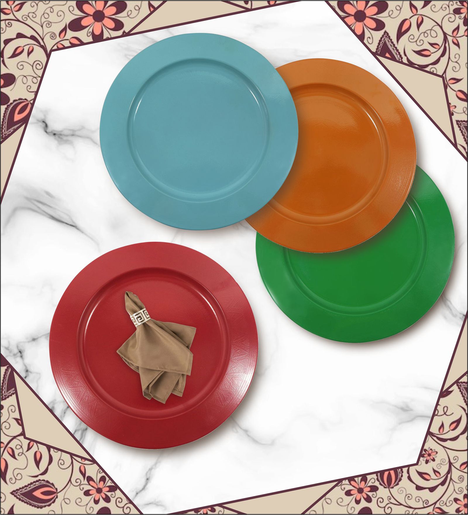 Metalsmith 13 Inch Round Decorative Serving Plate For Formal Occasions, Parties And Wedding Charger Plate (Pack of 4)