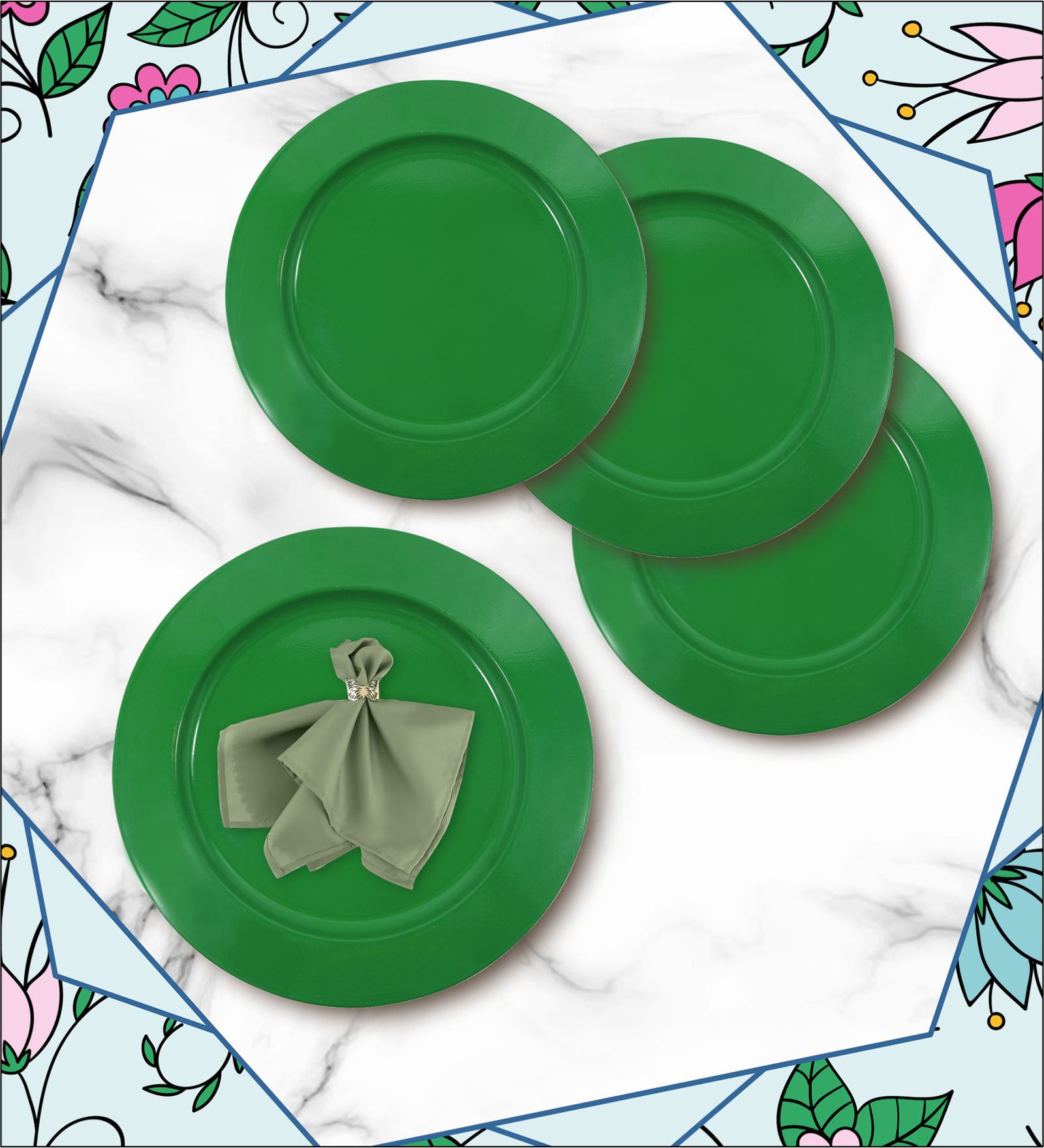 Metalsmith 13 Inch Round Decorative Serving Plate For Formal Occasions, Parties And Wedding Charger Plate (Pack of 4)